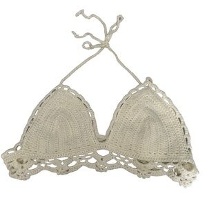 Crochet Halter Tied Backless Bikini Top Size Small